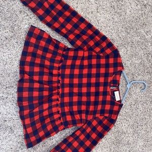 Long-sleeve flannel patterned tee